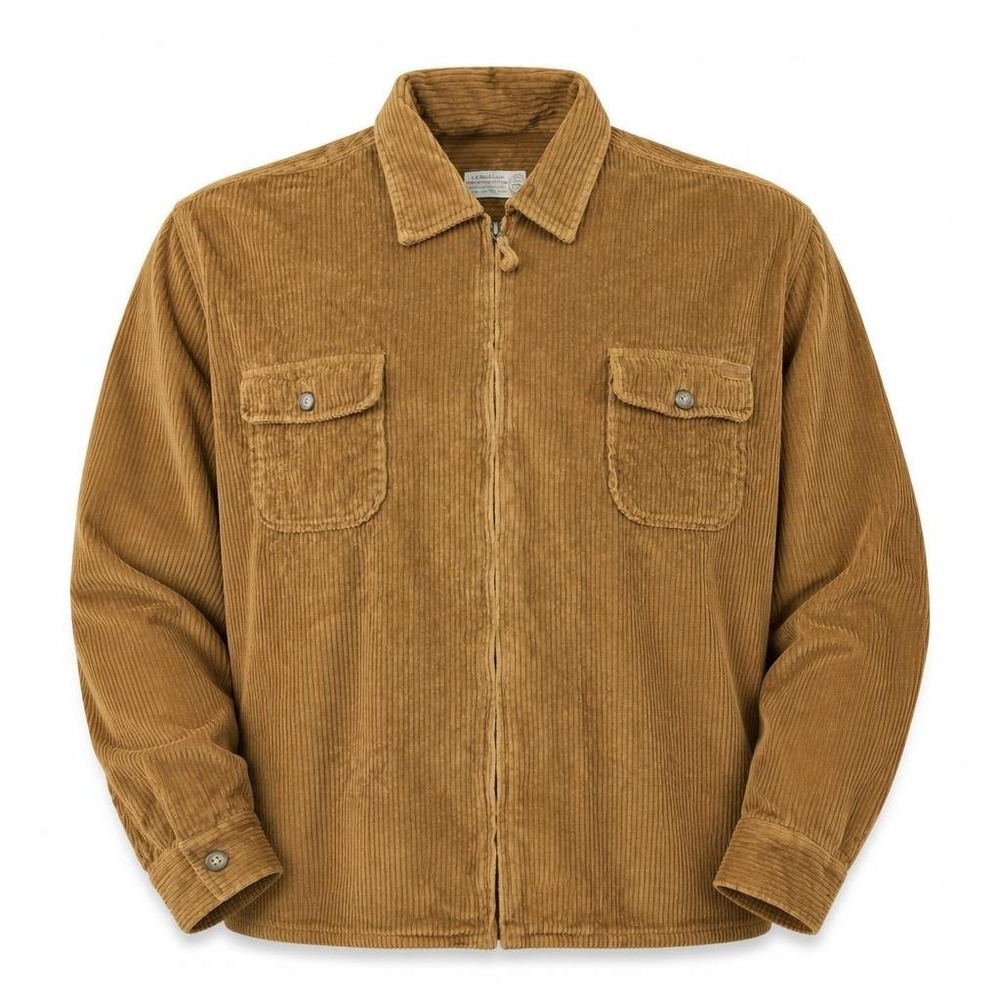 VTG American Eagle Jacket Mens L Work Cords Brown Full Zip Corduroy Shacket 90s